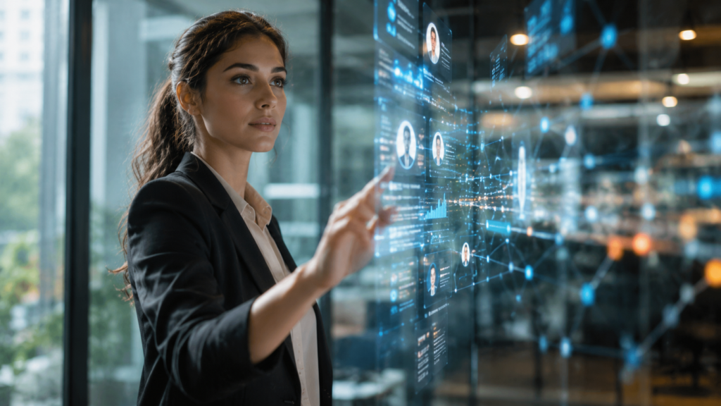 Modern digital customer experience powered by agentic AI with intelligent automation, data analytics, and omnichannel communication interfaces.