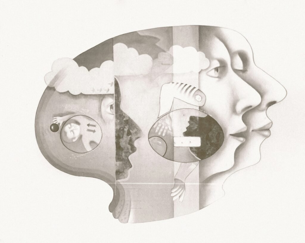 Illustration representing anxious avoidant attachment in a modern relationship, showing emotional distance, intimacy struggles, and communication challenges between partners.