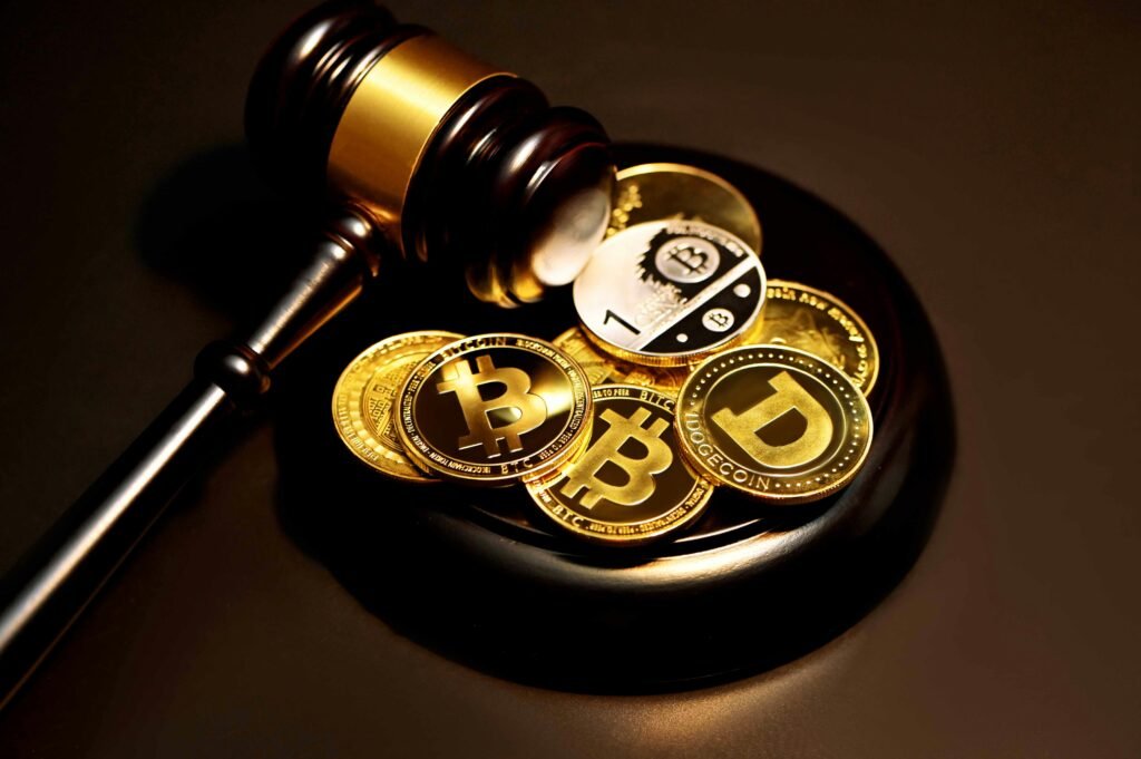 U.S. Capitol with cryptocurrency symbols representing debate over the 2026 crypto regulation bill.