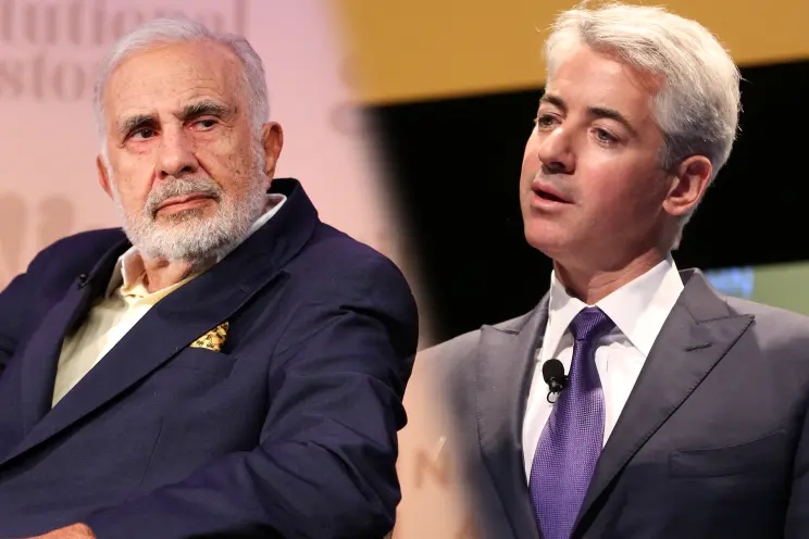 Bill Ackman and Carl Icahn representing one of Wall Street's most influential activist investor rivalries.