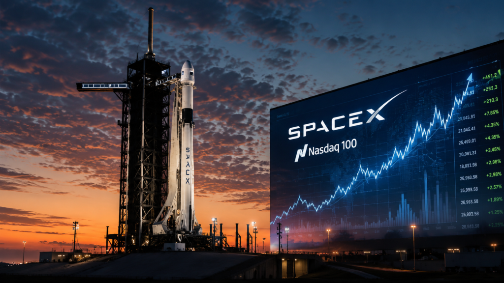 SpaceX Nasdaq 100 inclusion driving major index fund buying after IPO