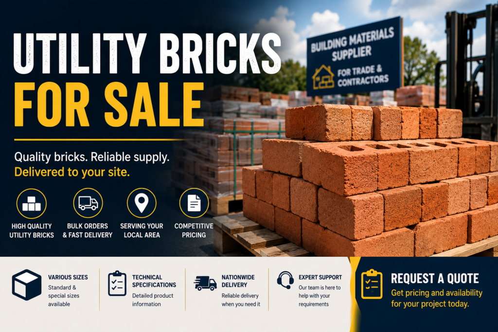 Utility bricks for sale with building material supplier lead generation concept Image title: Turn Utility Bricks for Sale Searches Into Qualified Building Material Leads