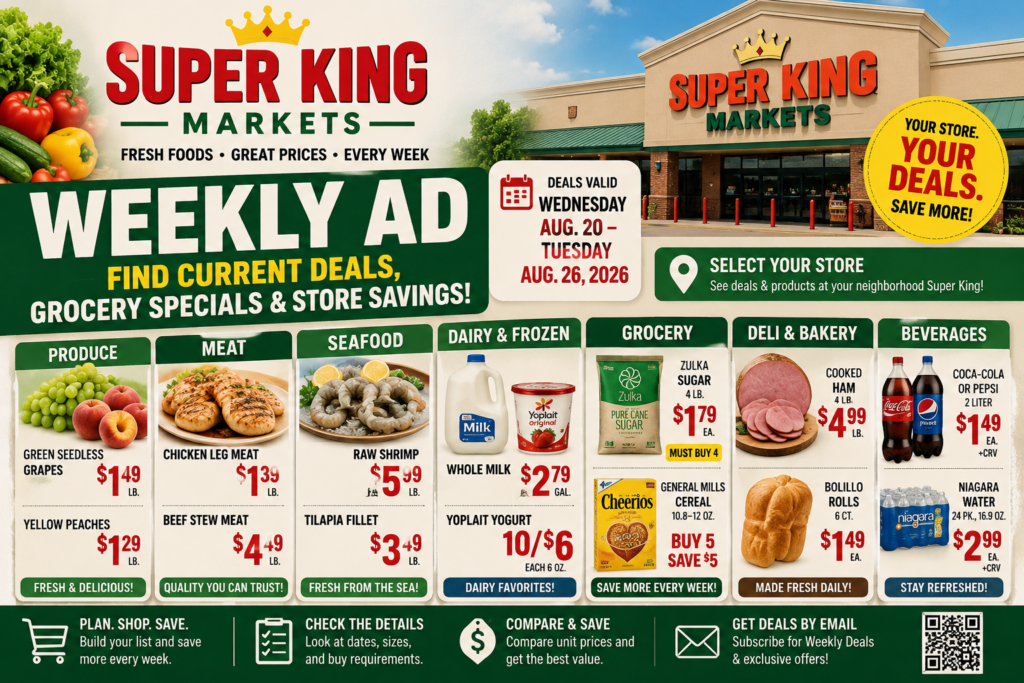 Super King weekly ad with current grocery deals and store savings