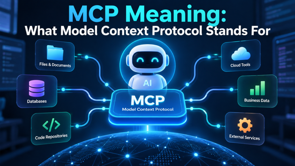 MCP meaning explained with AI connected to external tools and data