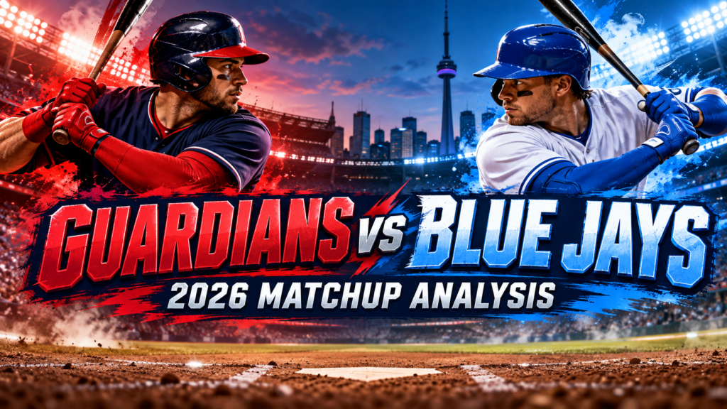Featured image illustrating the Cleveland Guardians vs Toronto Blue Jays matchup, highlighting 2026 results, pitching, offense, and key game factors.