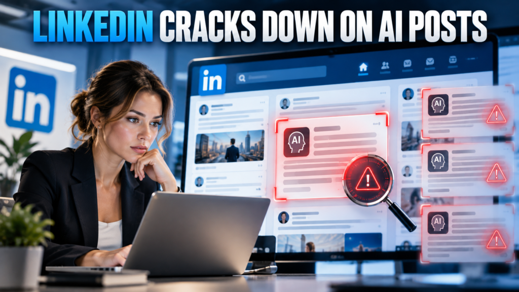 AI-generated posts crackdown highlighting AI content detection and reduced visibility of low-quality posts.