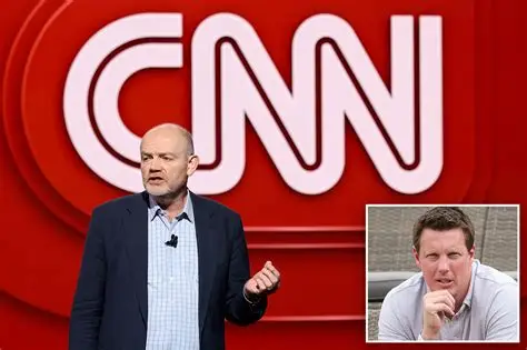 A polished editorial-news illustration showing a modern cable-news newsroom and corporate media transition, symbolizing Mark Thompson remaining CNN chairman while Skydance and the Ellison family assume control. The composition emphasizes leadership continuity, newsroom independence, digital media transformation, and changing ownership, with the article title prominently displayed.